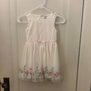 Carter's White Dress with Floral Embroidery